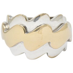 Van Cleef & Arpels 18 Karat Two-Tone Gold Vintage Wave Band Ring