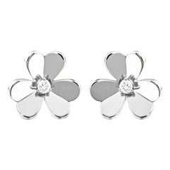 Van Cleef & Arpels 18 Karat White Gold Diamond Flower Earrings