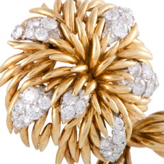 Van Cleef & Arpels 18 Karat Yellow and White Gold Diamond Flower Brooch