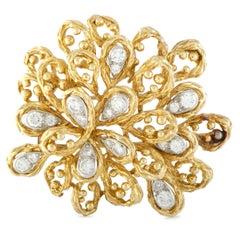 Van Cleef 
Arpels 18 Karat Yellow and White Gold Diamond Large Floral Brooch