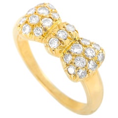 Van Cleef & Arpels 18 Karat Yellow Gold 0.45 Carat Diamond Bow Ring