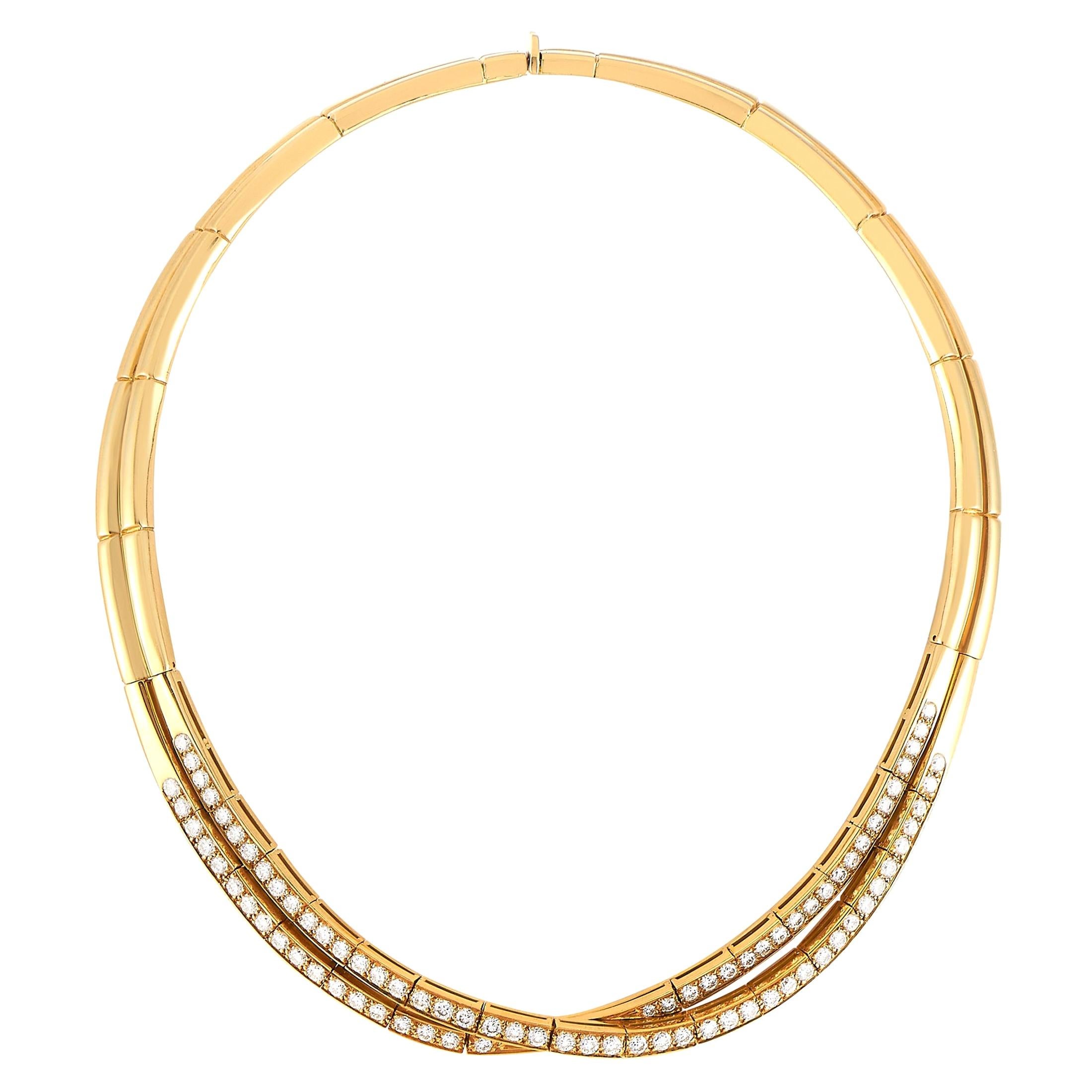 Van Cleef & Arpels 18 Karat Yellow Gold 6.00 Carat Diamond Choker Necklace