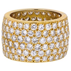 Van Cleef & Arpels 18 Karat Yellow Gold 6.75 Carat Pave Multi-Row Diamond Ring