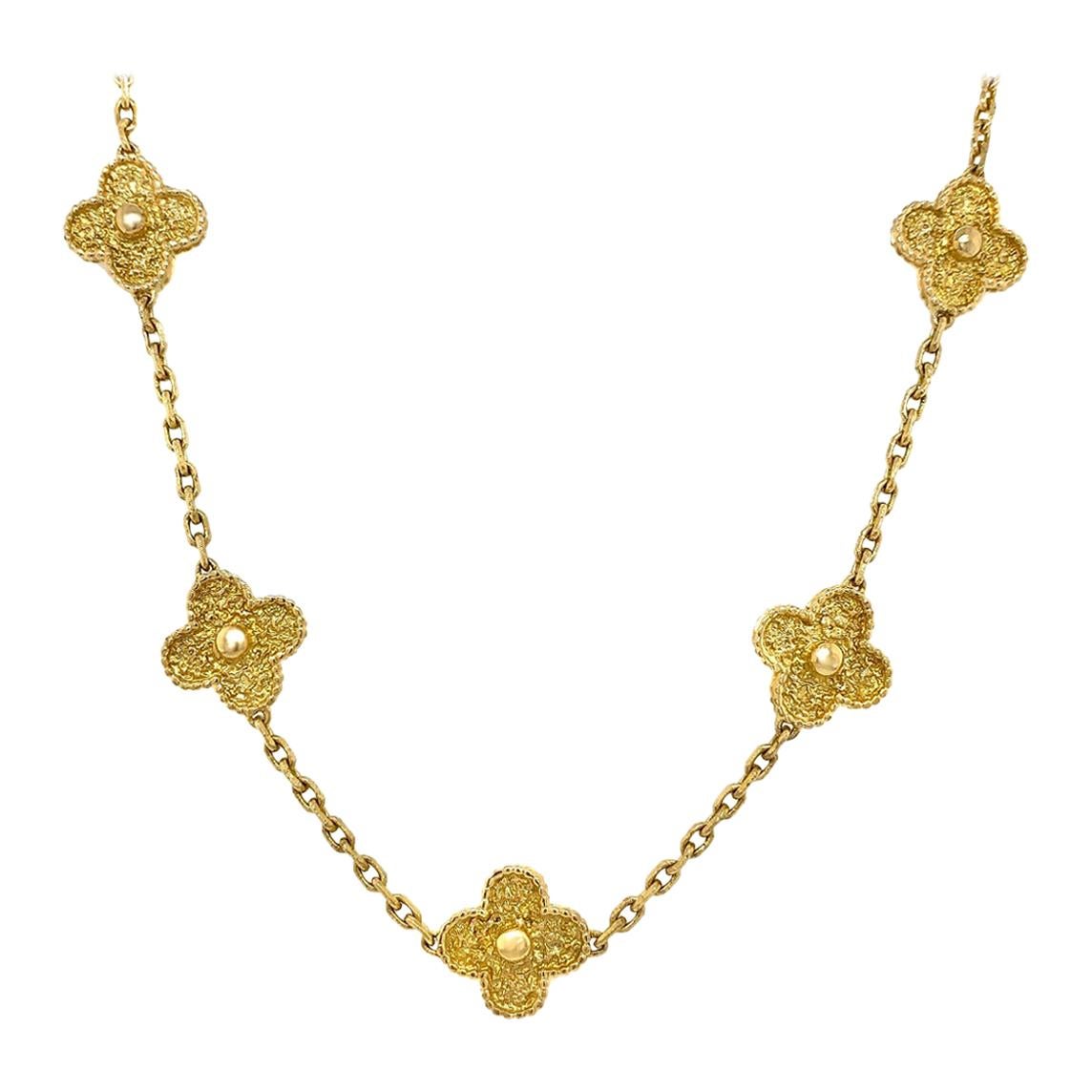 Van Cleef & Arpels 18 Karat Yellow Gold Alhambra Necklace