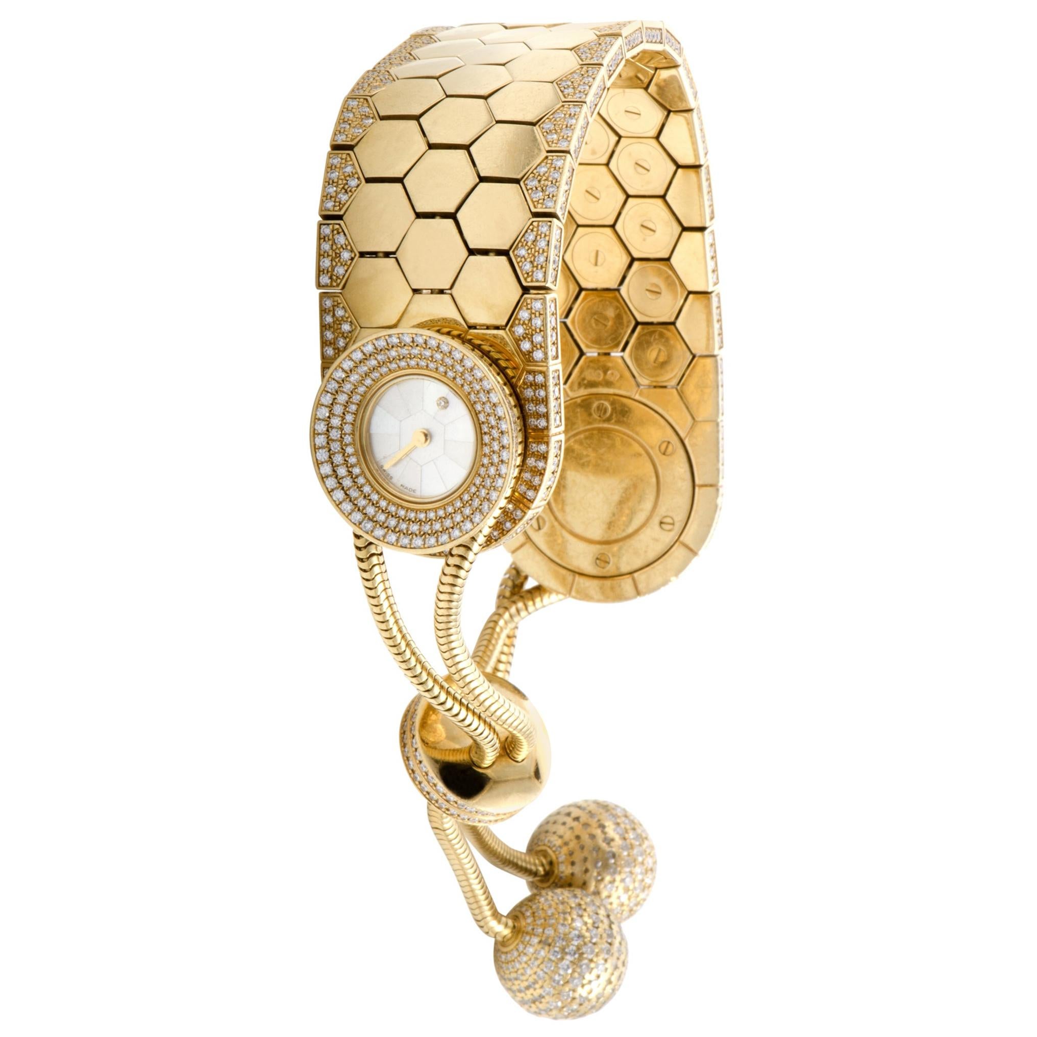 Van Cleef & Arpels 18 Karat Yellow Gold and Diamond Bracelet Watch HH1660