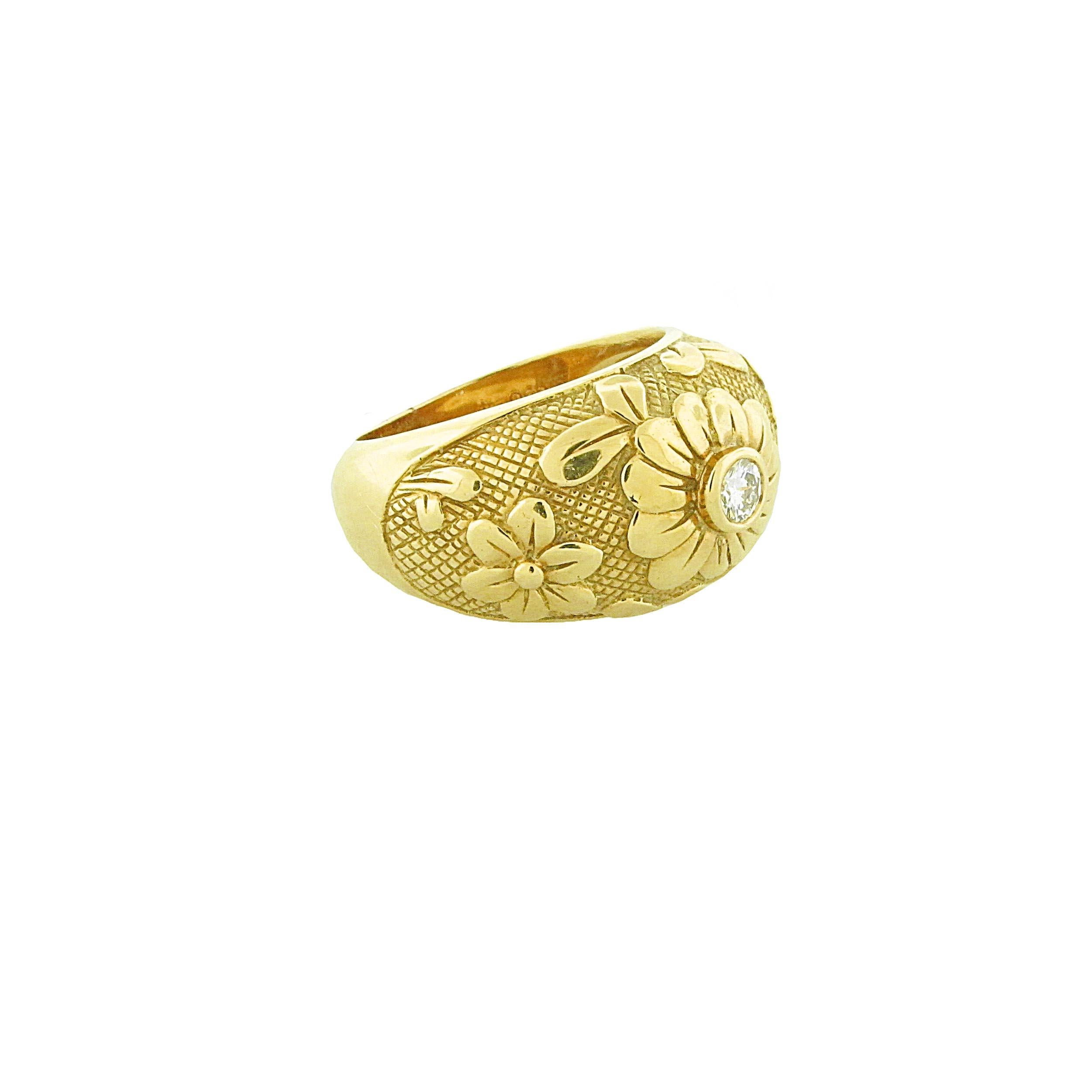 Modern Van Cleef & Arpels, 18 Karat Yellow Gold and Diamond Dome Ring