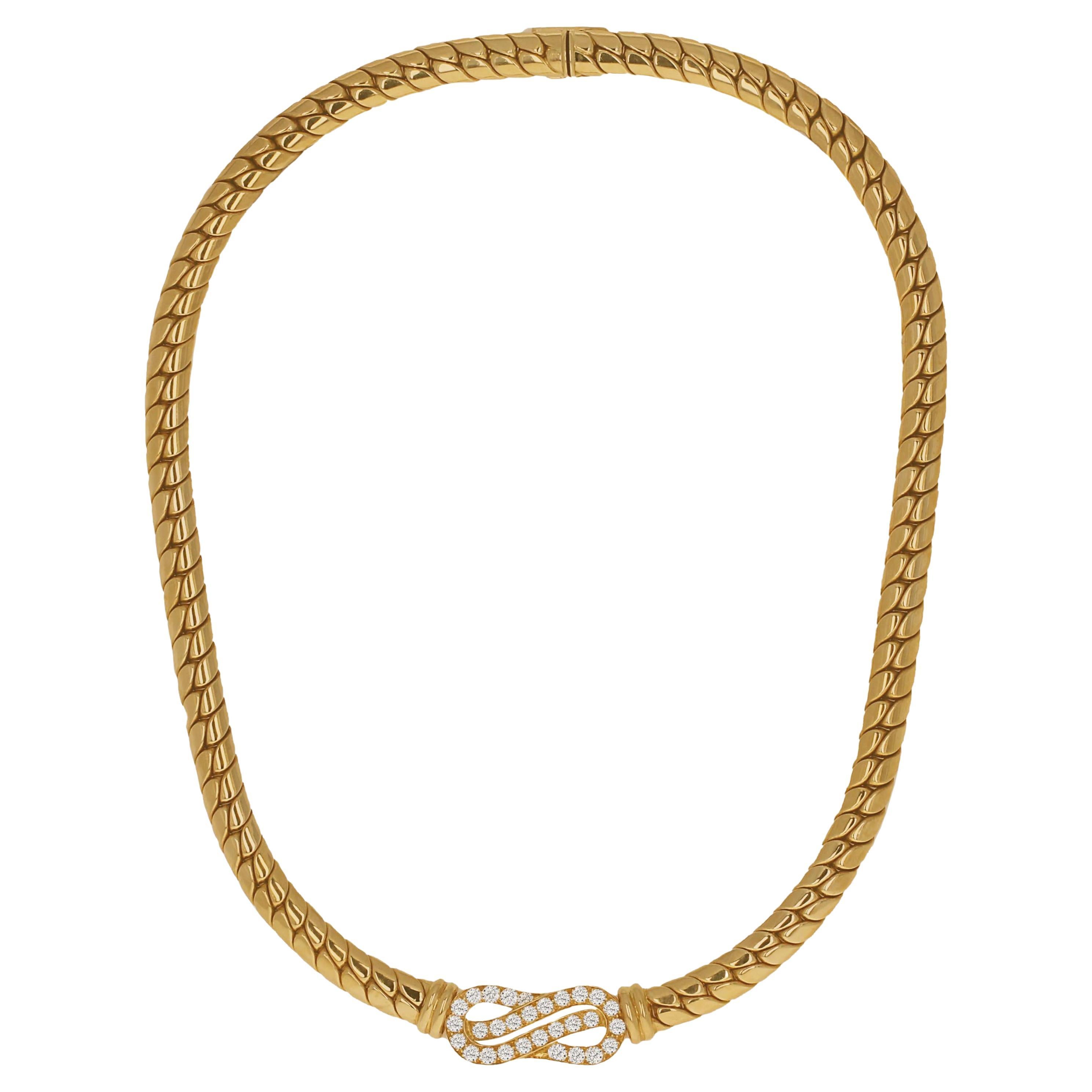 Van Cleef & Arpels "VCA" 18 Karat Yellow Gold and Diamond Necklace For Sale