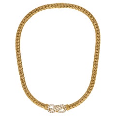 Retro Van Cleef & Arpels "VCA" 18 Karat Yellow Gold and Diamond Necklace
