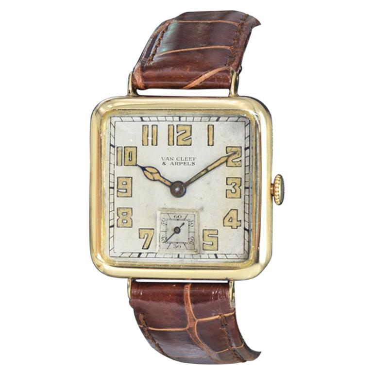 Van Cleef & Arpels 18 Karat Yellow Gold Art Deco Manual Wind Watch, circa 1930s For Sale