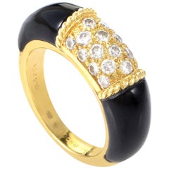 Van Cleef 
Arpels 18 Karat Yellow Gold Diamond and Onyx Ring