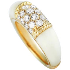 Van Cleef & Arpels 18 Karat Yellow Gold Diamond and White Coral Philippine Ring