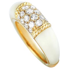 Van Cleef & Arpels 18 Karat Yellow Gold Diamond and White Coral Philippine Ring