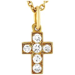 Van Cleef & Arpels Collier pendentif croix en or jaune 18 carats avec diamants