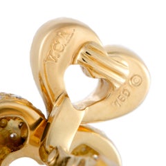 Van Cleef & Arpels 18 Karat Yellow Gold Diamond Double Heart Clip-On Earrings