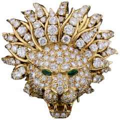 Van Cleef & Arpels 18 Karat Yellow Gold Diamond Lion Brooch