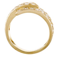 Van Cleef & Arpels 18 Karat Yellow Gold Diamond Overlapping Band Ring