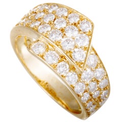 Van Cleef & Arpels 18 Karat Yellow Gold Diamond Overlapping Band Ring