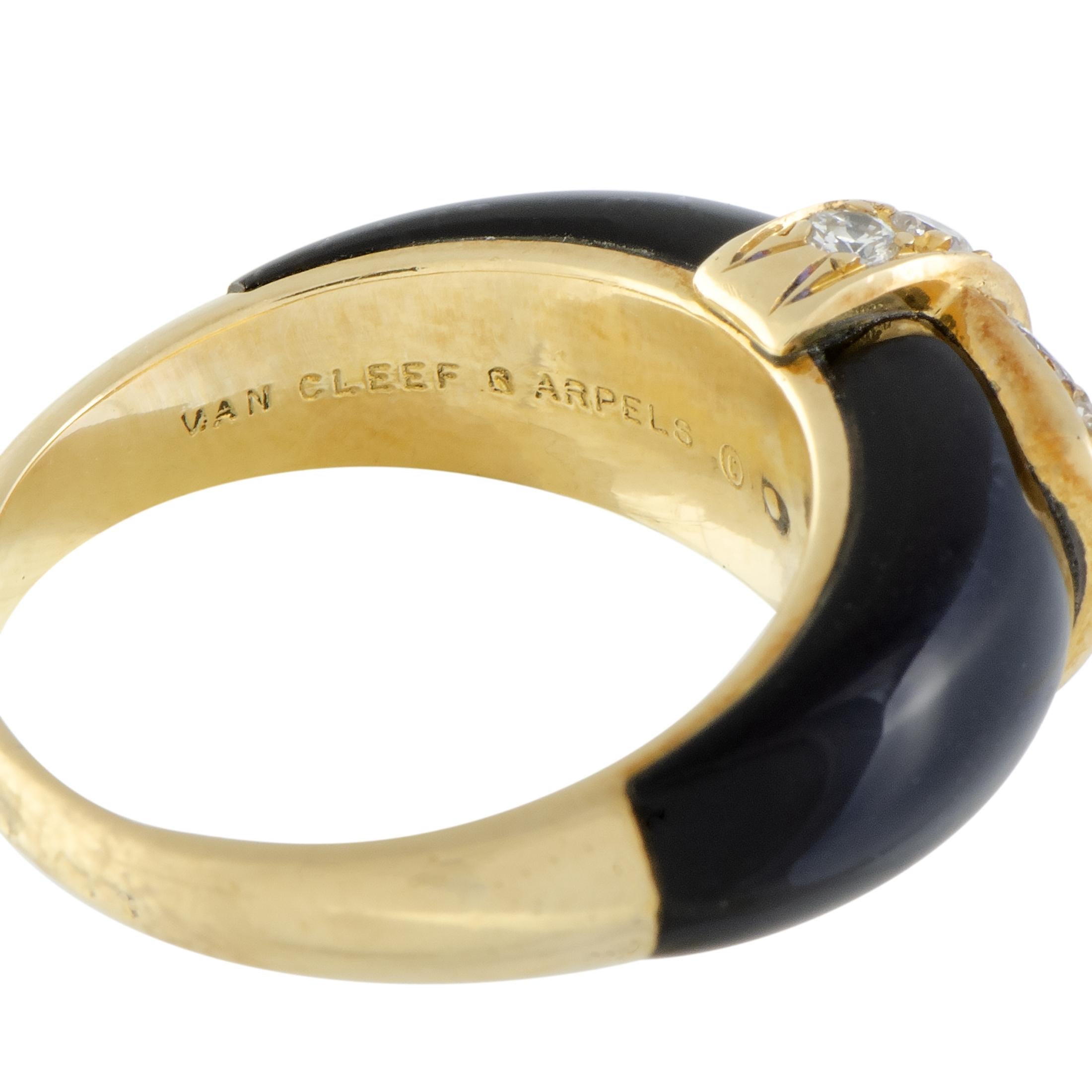 Van Cleef & Arpels Yellow Gold Diamond Pave and Onyx Band Ring 1