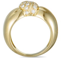 Van Cleef & Arpels 18 Karat Yellow Gold Diamond Pavé Knot Ring