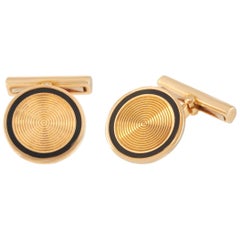 Van Cleef & Arpels 18 Karat Yellow Gold Enameled Men's Cufflinks