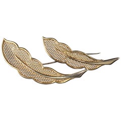 Van Cleef & Arpels 18 Karat Yellow Gold Feather Pin Set