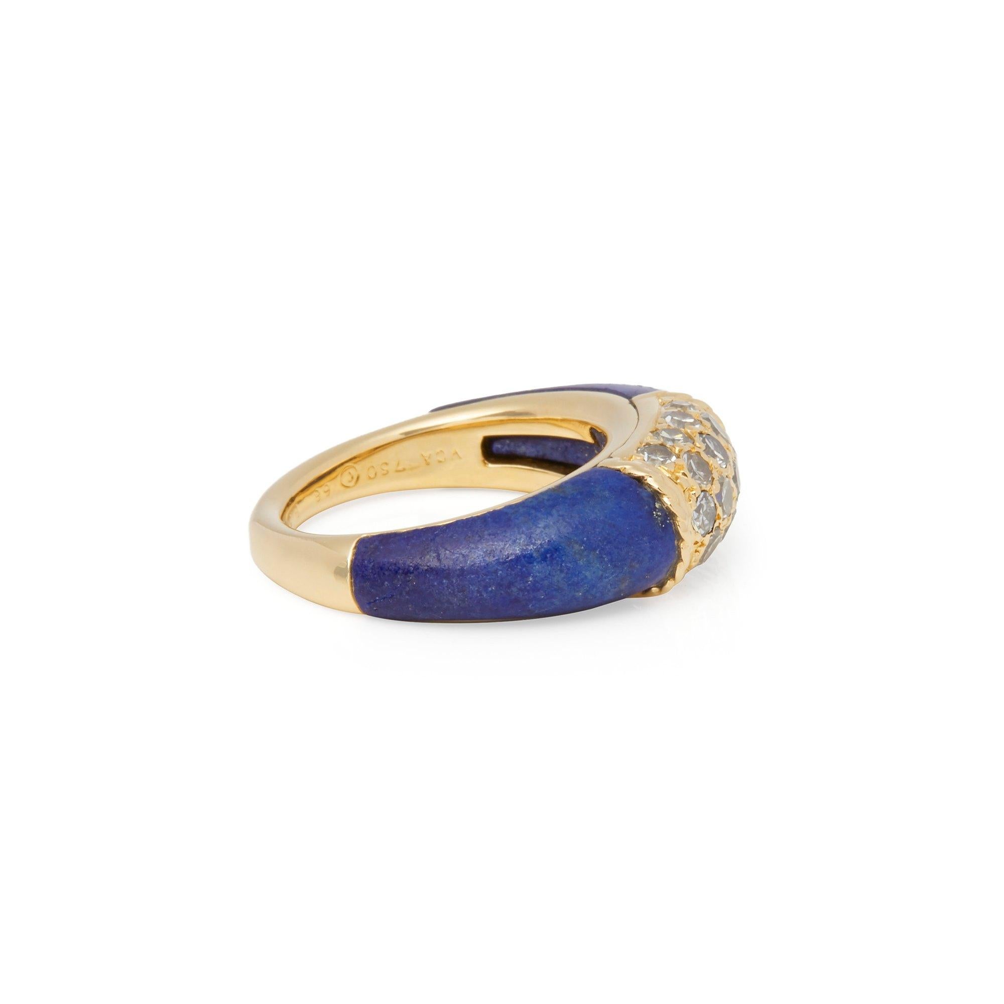 Contemporary Van Cleef & Arpels 18 Karat Yellow Gold Lapis and Diamond Philippine Ring For Sale