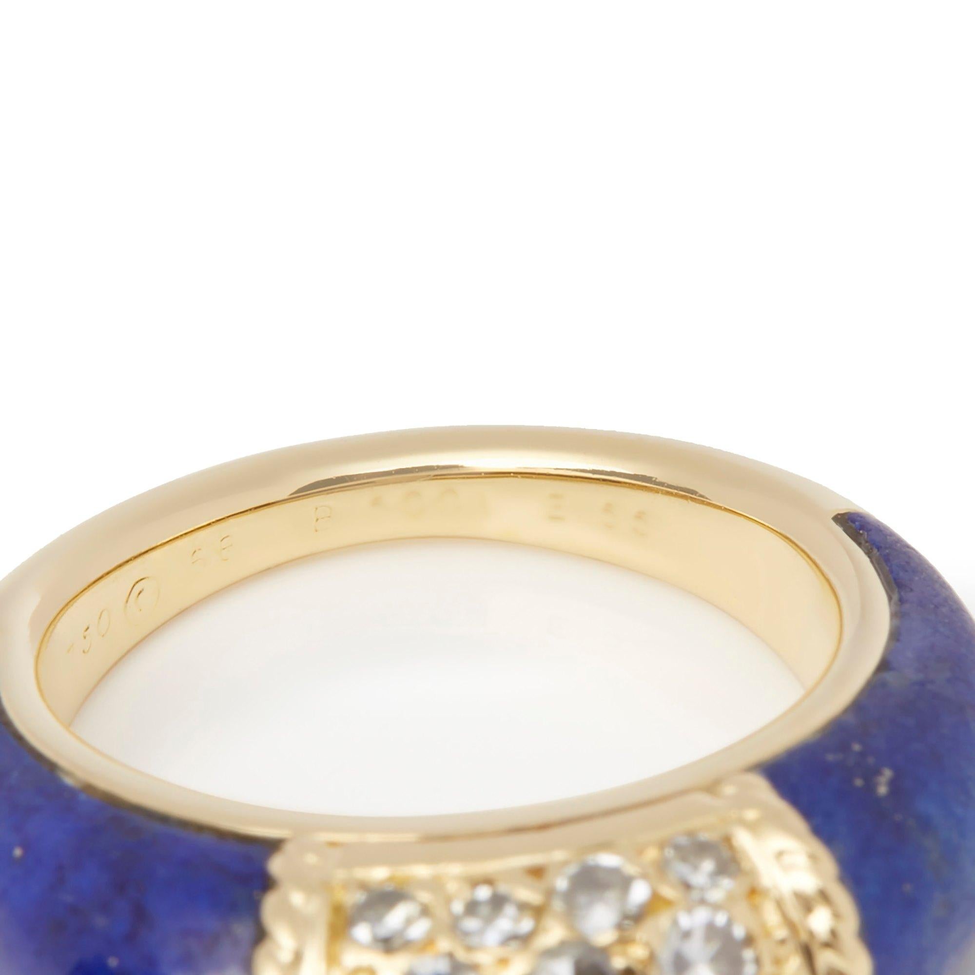 Van Cleef & Arpels 18 Karat Yellow Gold Lapis and Diamond Philippine Ring For Sale 1