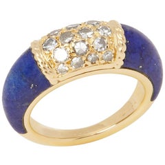 Van Cleef & Arpels 18 Karat Yellow Gold Lapis and Diamond Philippine Ring