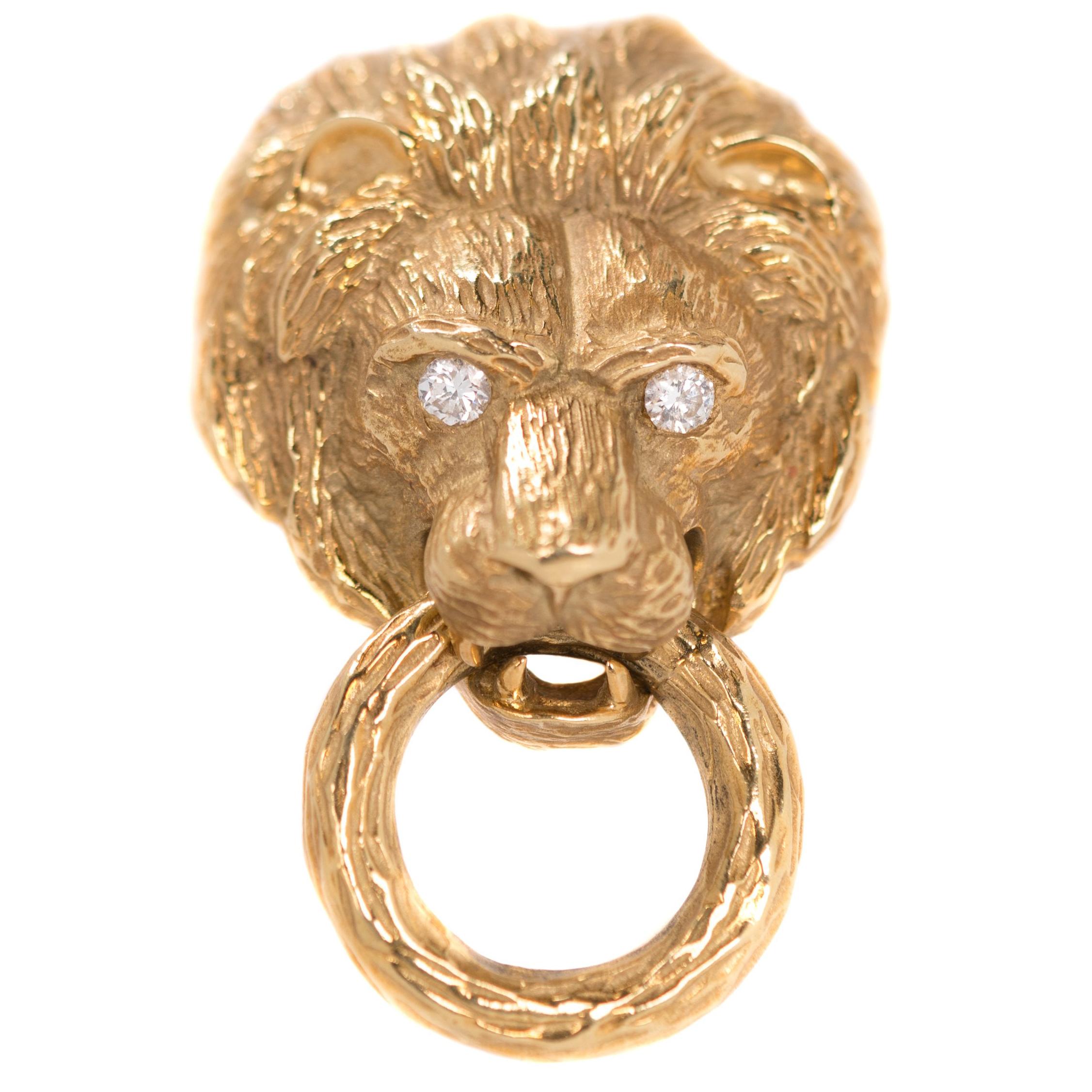Van Cleef & Arpels 18 Karat Yellow Gold Lion Brooch, 1960s