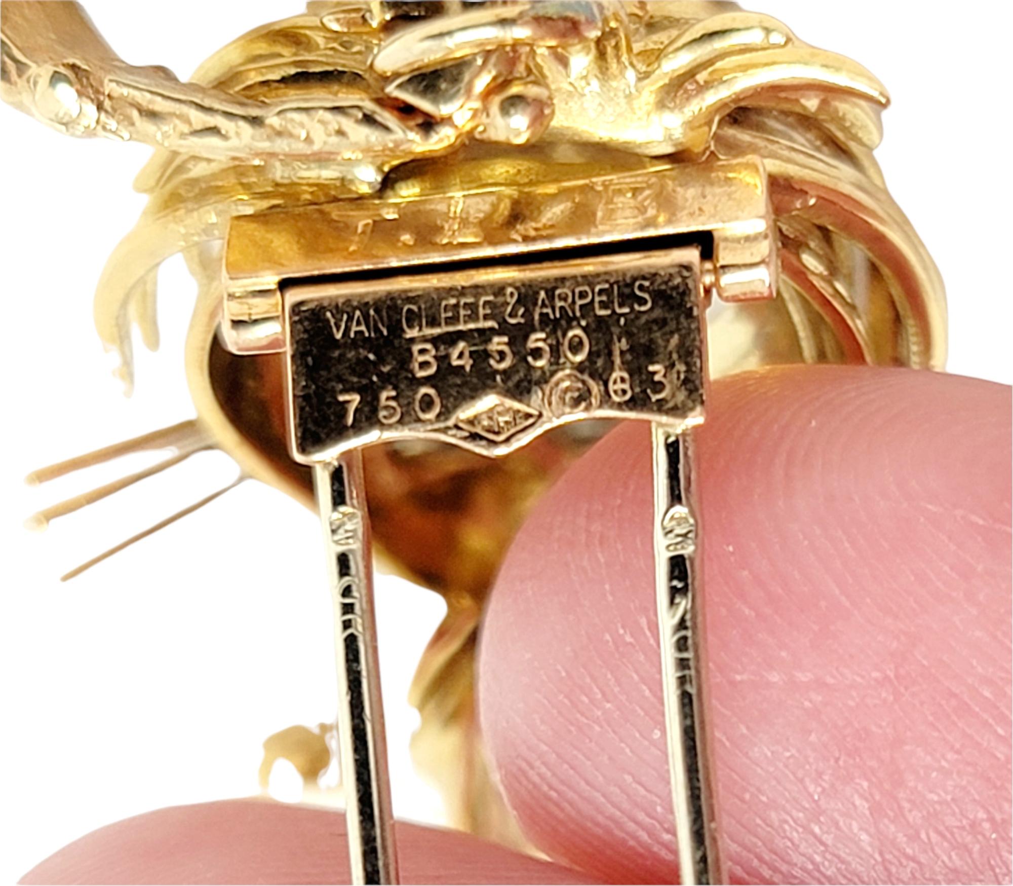Van Cleef & Arpels Broche/pendentif lion en or jaune 18 carats avec diamants 9