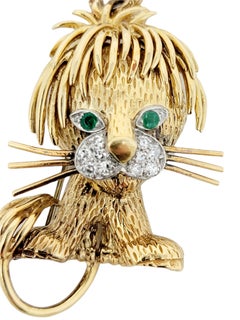 Van Cleef & Arpels: 18 Karat Gelbgold Löwenschliff-Brosche / Anhänger mit Diamanten