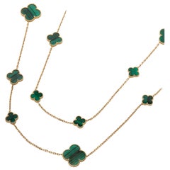 Van Cleef & Arpels 18 Karat Yellow Gold Malachite Magic Alhambra Necklace