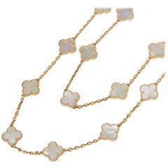 Van Cleef & Arpels 18 Karat Yellow Gold Mother-of-Pearl Alhambra Necklace