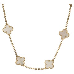 Van Cleef & Arpels 18 Karat Yellow Gold Mother of Pearl Alhambra Necklace