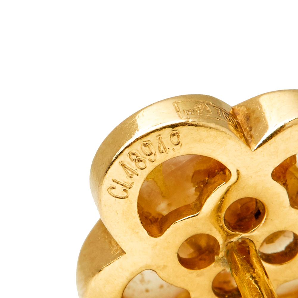 Van Cleef & Arpels 18 Karat Yellow Gold Mother-of-Pearl Pure Alhambra Earrings 3