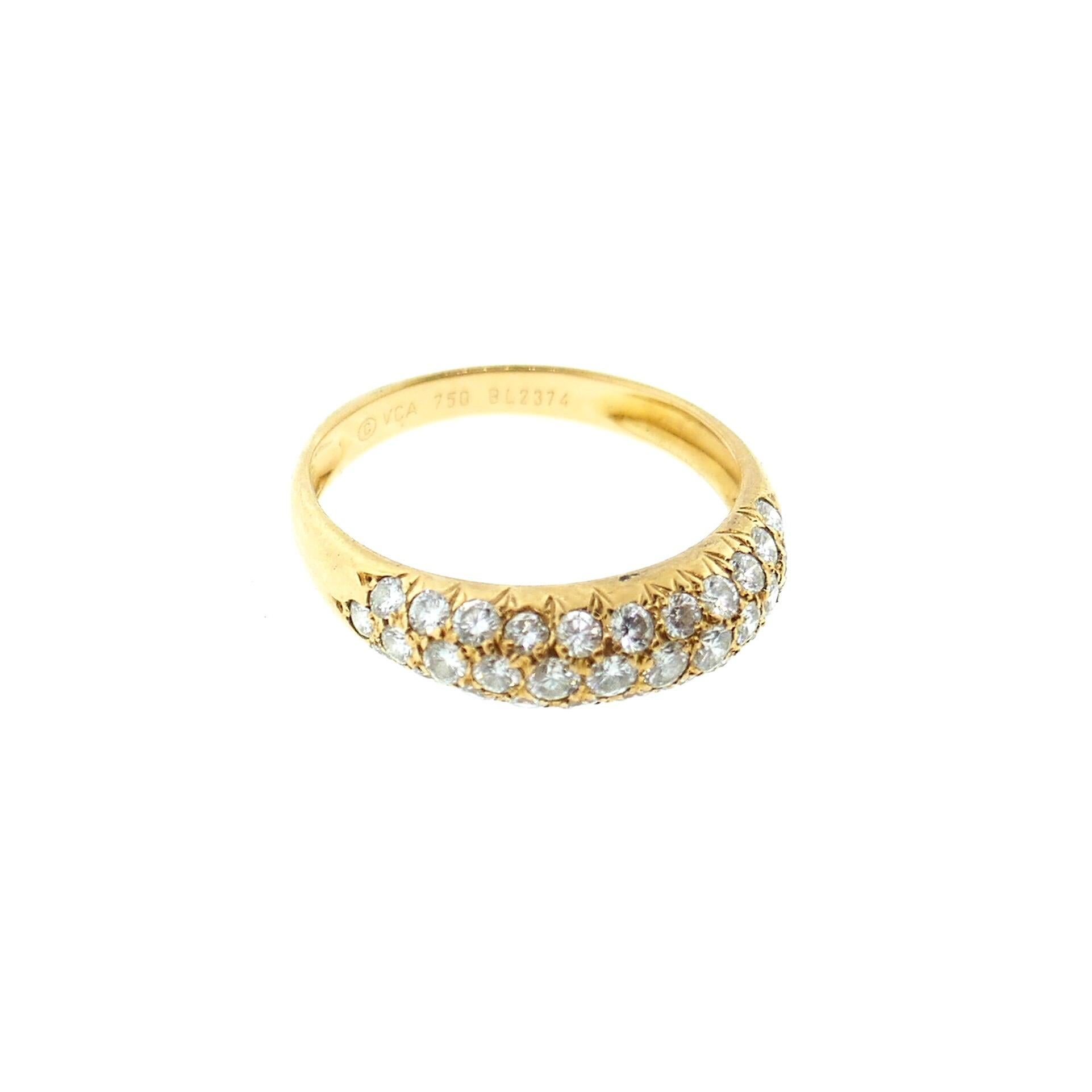 Van Cleef & Arpels 18 Karat Yellow Gold Pave Diamond Band Ring

This is an amazing Van Cleef & Arpels ring. The diamonds shine beautifully. The total carat weight of the diamonds is approximately 1.1 carats (colorless; vvs+). Classic, vertical and