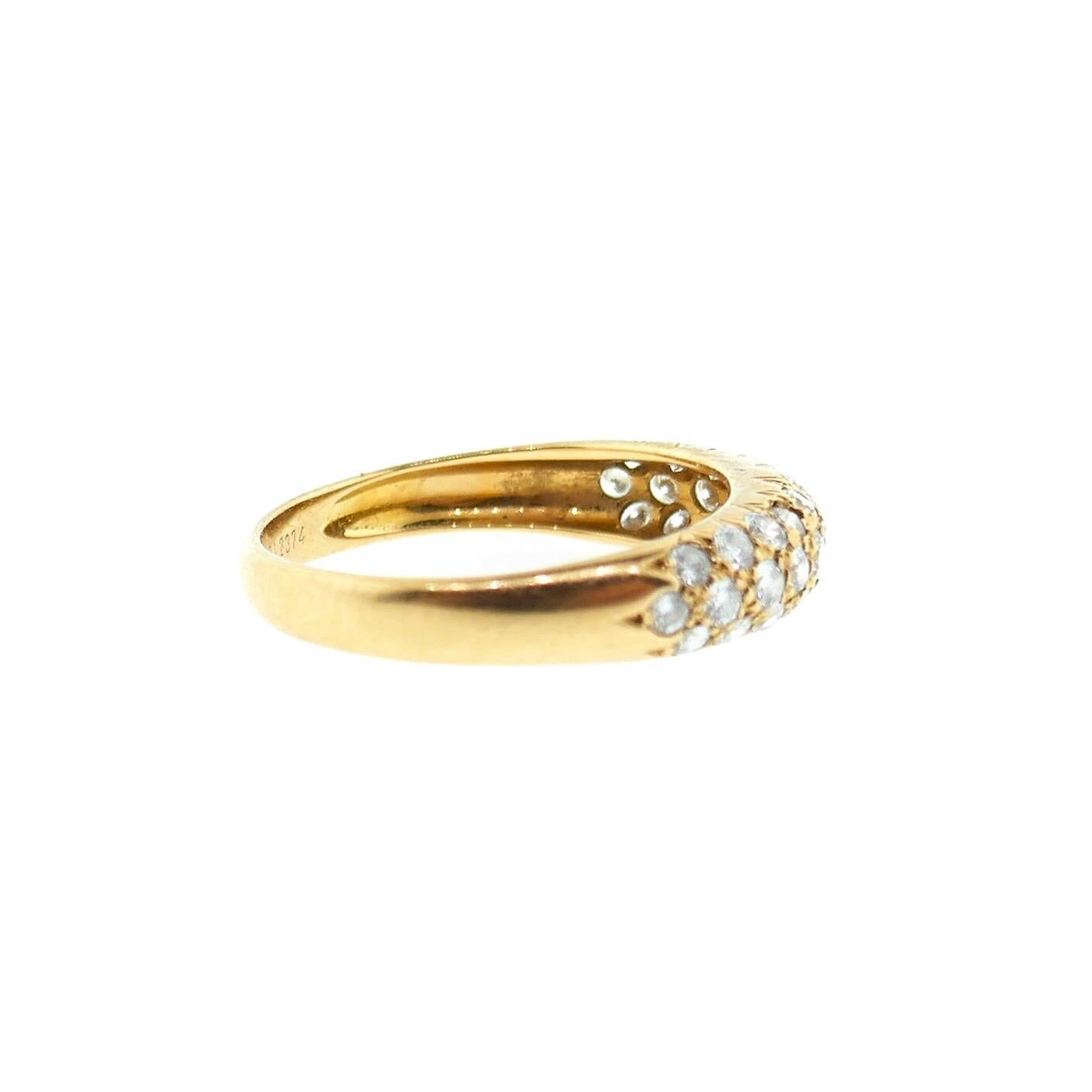 Women's Van Cleef & Arpels 18 Karat Yellow Gold Pave Diamond Band Ring