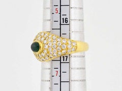 Van Cleef & Arpels 18 Karat Yellow Gold Pave Diamond Emerald Ring