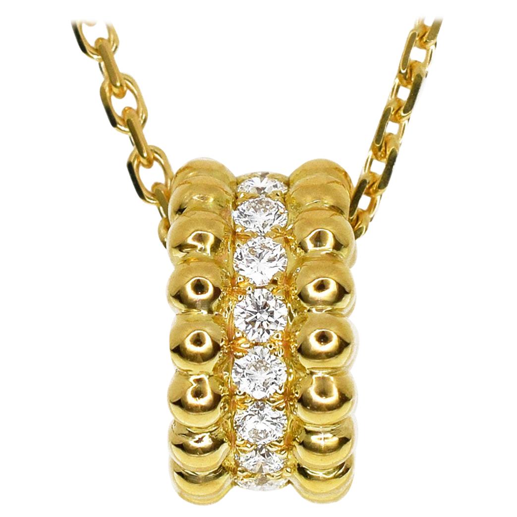Van Cleef and Arpels 18 Karat Yellow Gold Perlee Diamond Pendant
