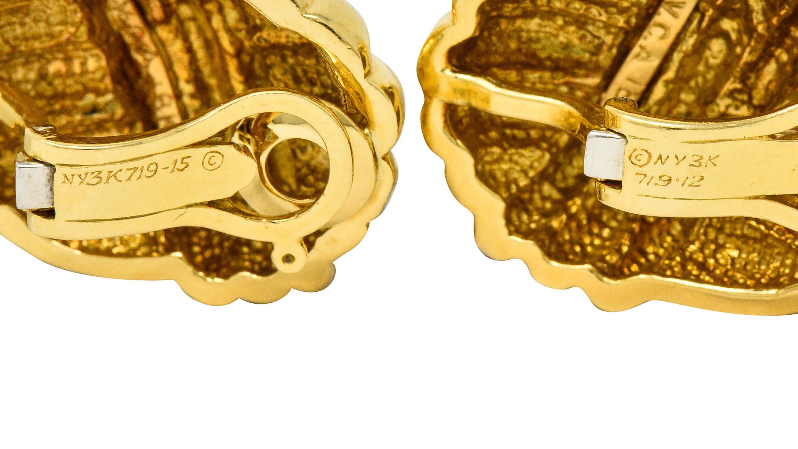 Van Cleef & Arpels 18 Karat Yellow Gold Ribbed Knot Ear-Clip Earrings 3