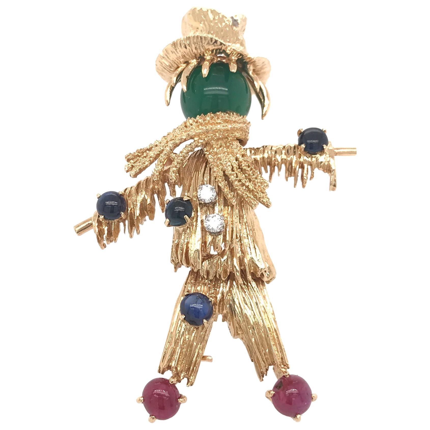 Van Cleef 
Arpels 18 Karat Yellow Gold Scarecrow Brooch