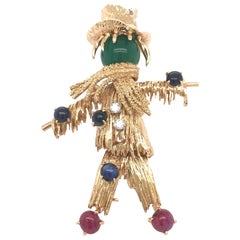 Vintage Van Cleef & Arpels 18 Karat Yellow Gold Scarecrow Brooch