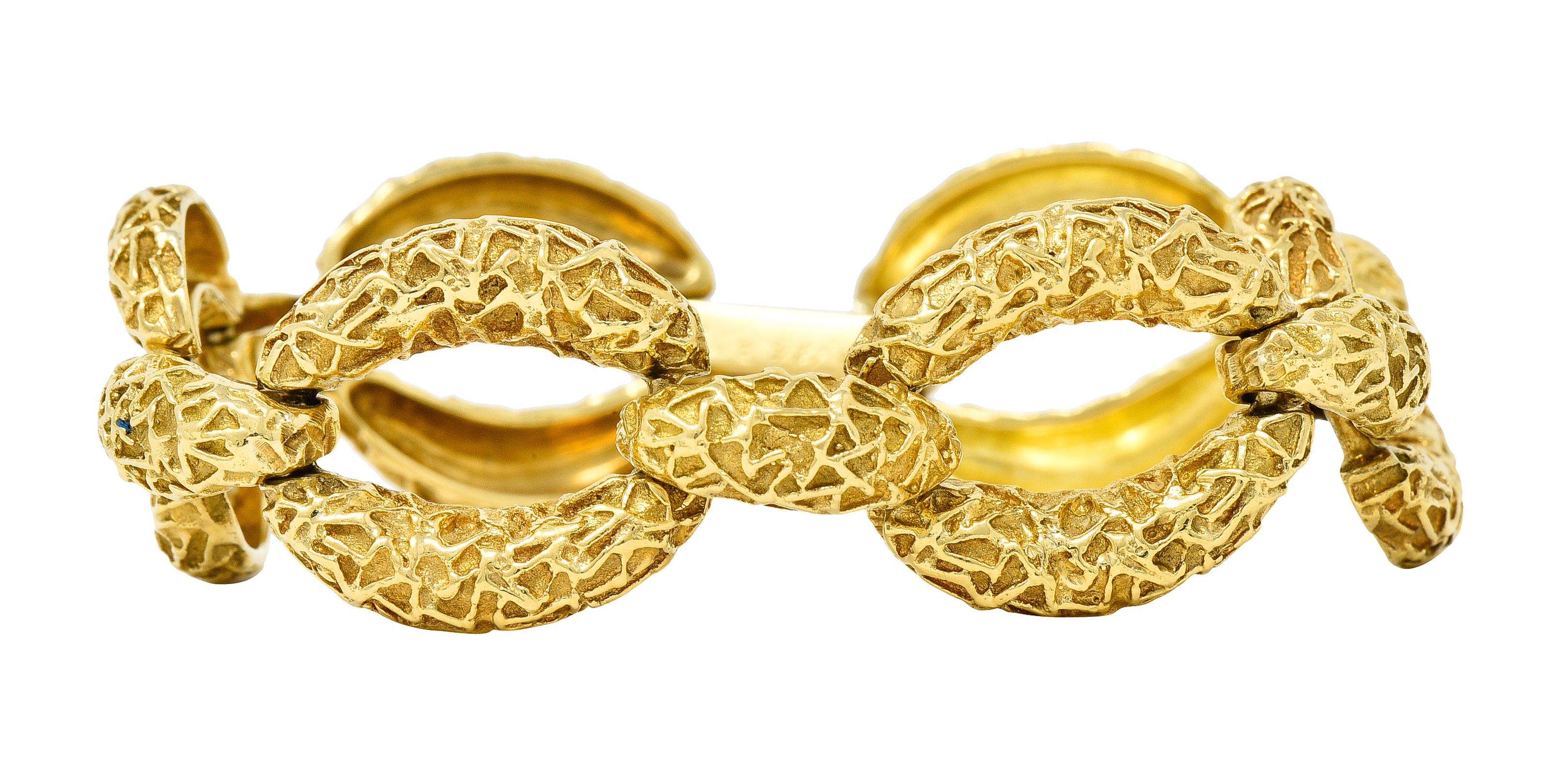 Van Cleef & Arpels 18 Karat Gelbgold Texturiertes ovales Gliederarmband im Vintage-Stil (Zeitgenössisch)