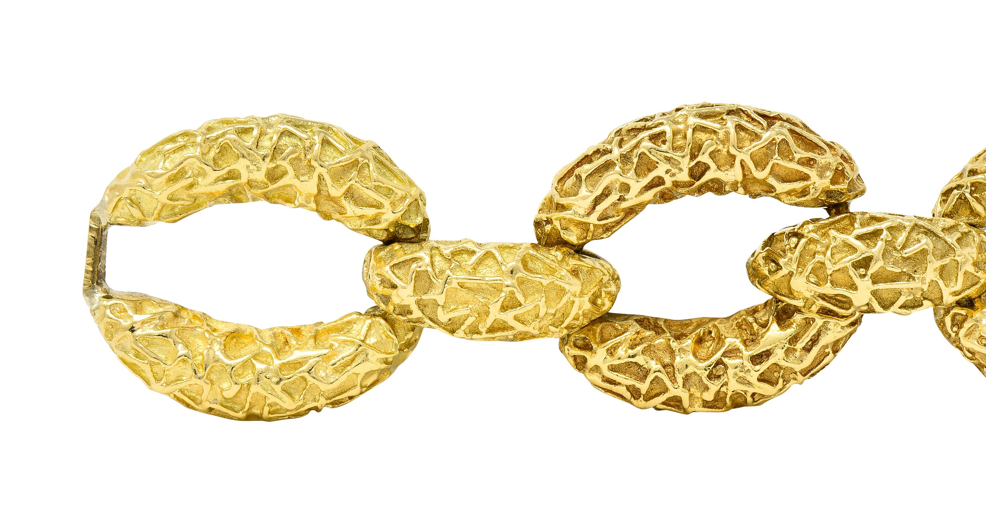 Van Cleef & Arpels 18 Karat Gelbgold Texturiertes ovales Gliederarmband im Vintage-Stil für Damen oder Herren