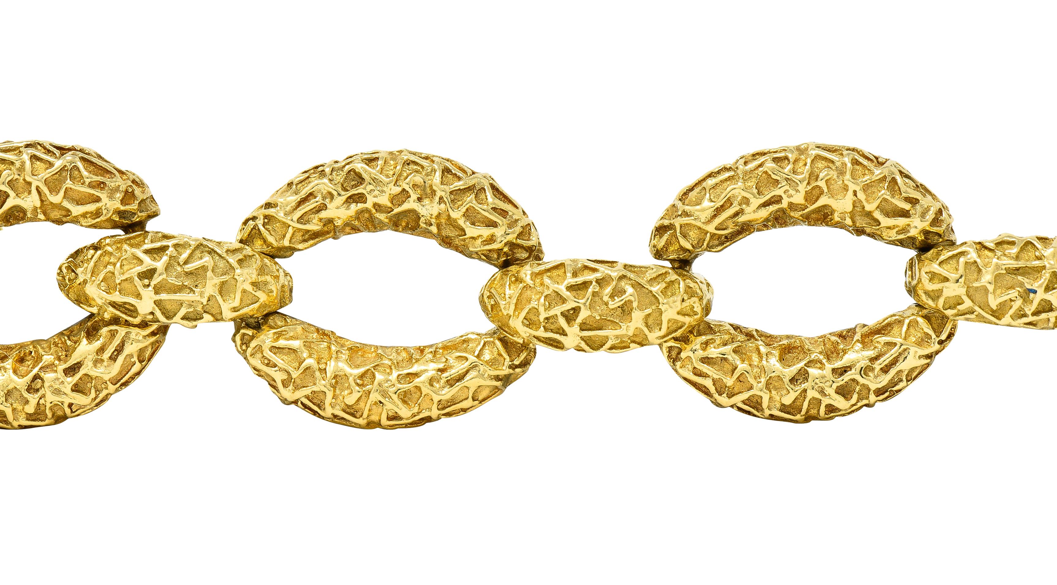 Van Cleef & Arpels 18 Karat Gelbgold Texturiertes ovales Gliederarmband im Vintage-Stil 1