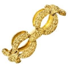 Van Cleef & Arpels 18 Karat Gelbgold Texturiertes ovales Gliederarmband im Vintage-Stil
