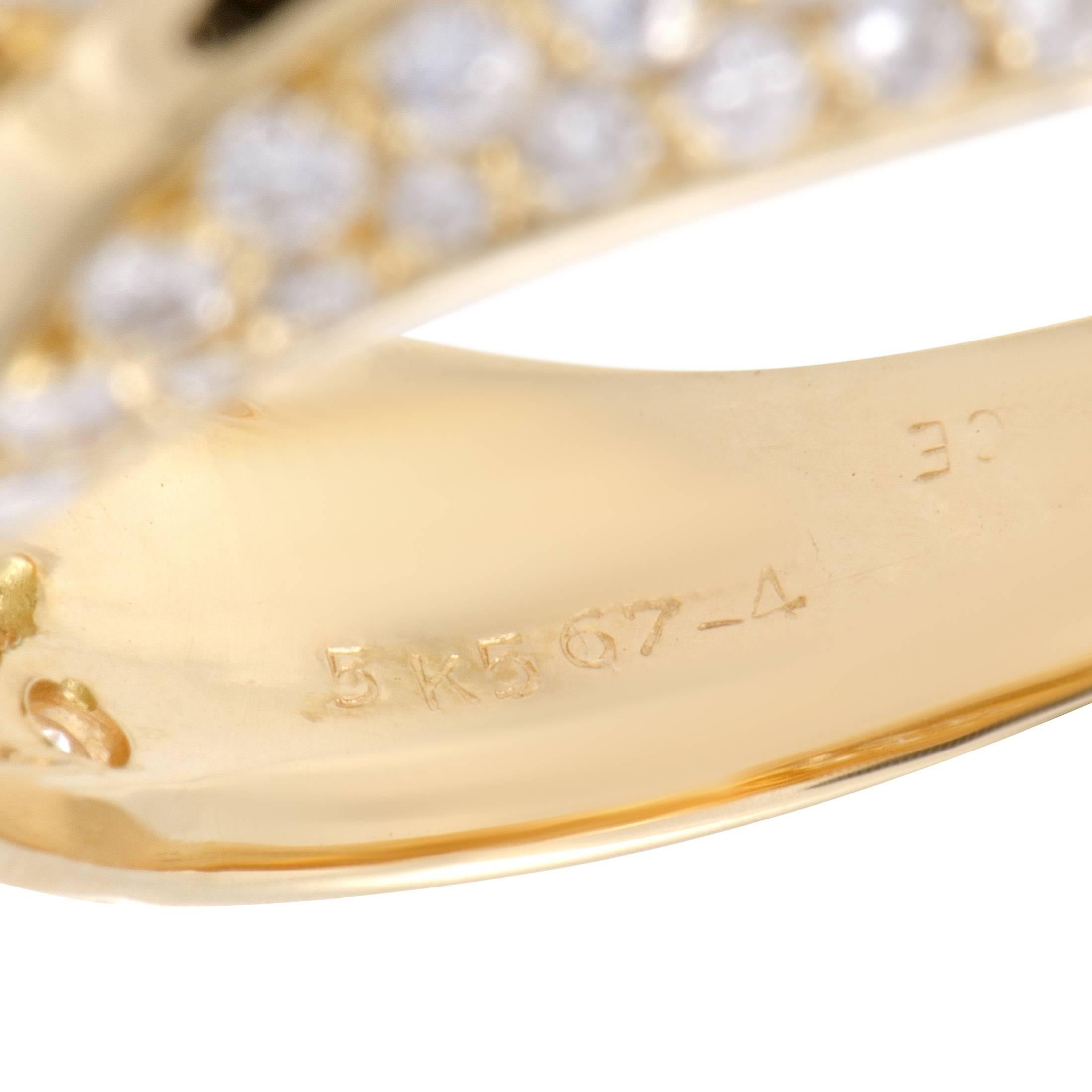 Van Cleef & Arpels 18 Karat Gelbgold Zweireihiger Diagonaler Diamant Pave Band Ring 1