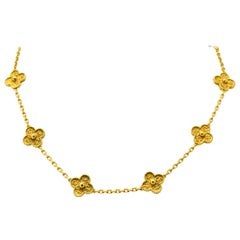 Van Cleef & Arpels 18 Karat Yellow Gold Vintage Alhambra 10 Motif Necklace