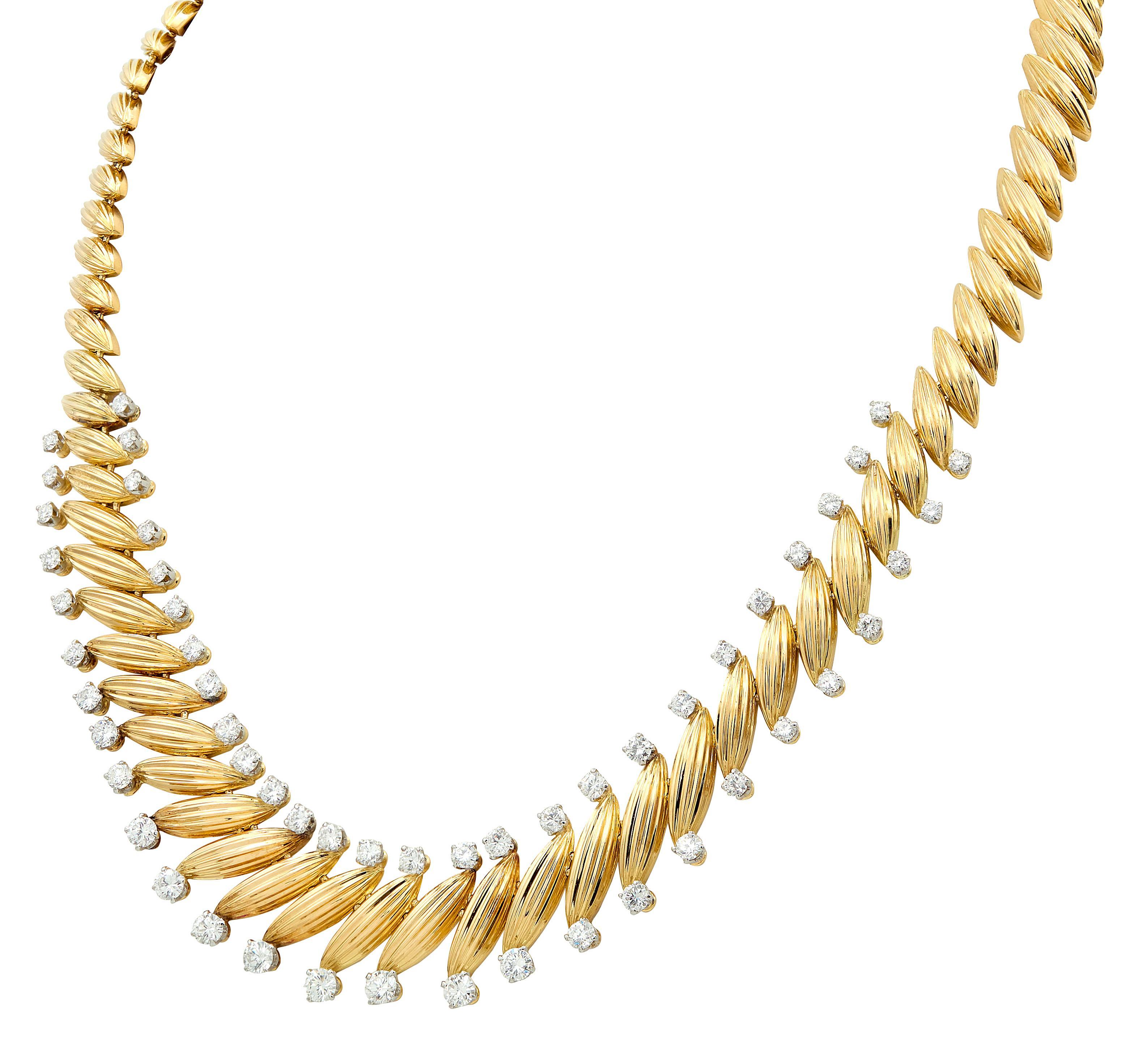 Van Cleef & Arpels 18 Karat Gelbgold Vintage Coup De Vent Chantilly Halskette im Angebot 1