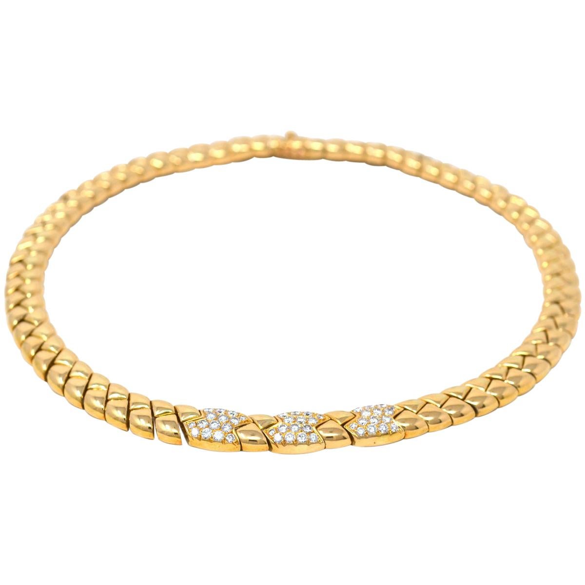 Van Cleef and Arpels VCA Diamond Yellow Gold Necklace at 1stDibs vca diamond necklace